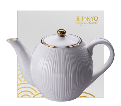 Nippon White Teapot 0.60L, Lines, giftbox /18 Tokyo Design Studio *NU 10% KORTING*