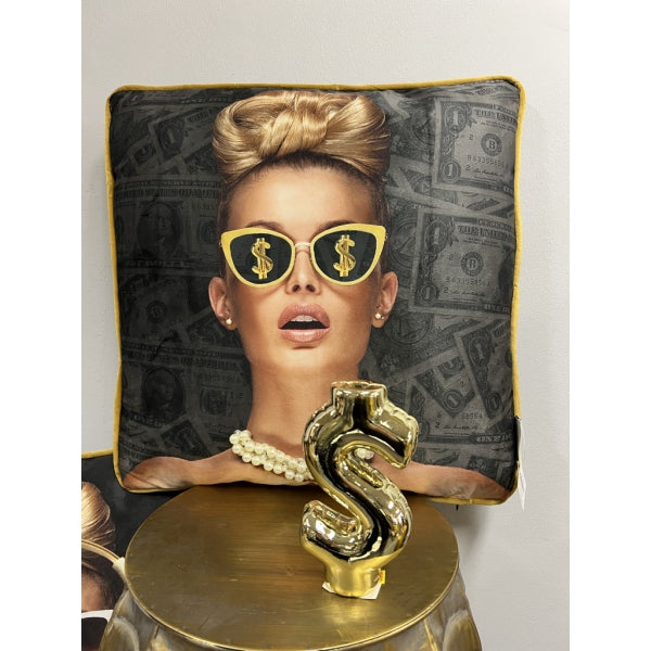 Kersten Sierkussen - Lady Sunglasses  45 x 45 cm inclusief vulling - met als leuk detail echte kralenketting