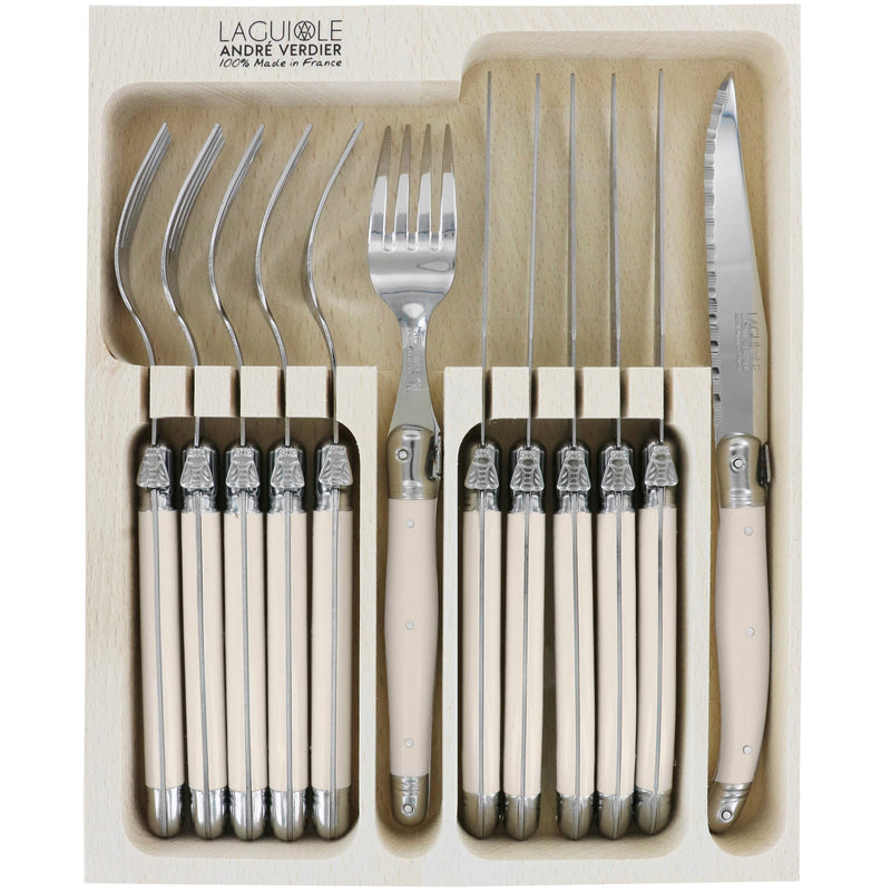 Laguiole Handgemaakt 12-delig bestekset Cutlery Set Ivory