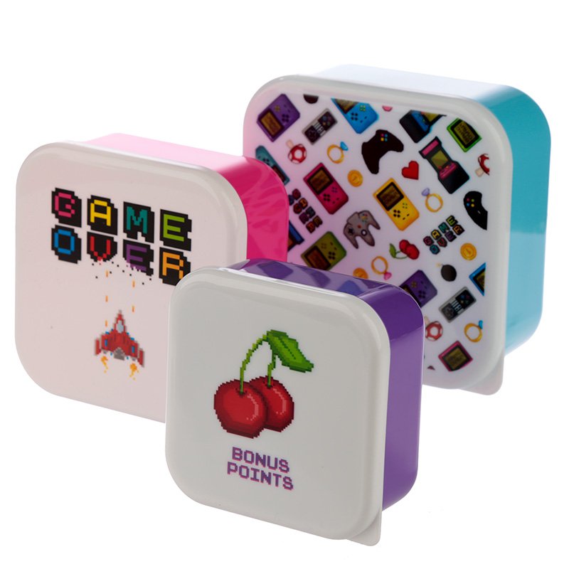 Set of 3 Lunch Box Snack Pots S/M/L - Game Over