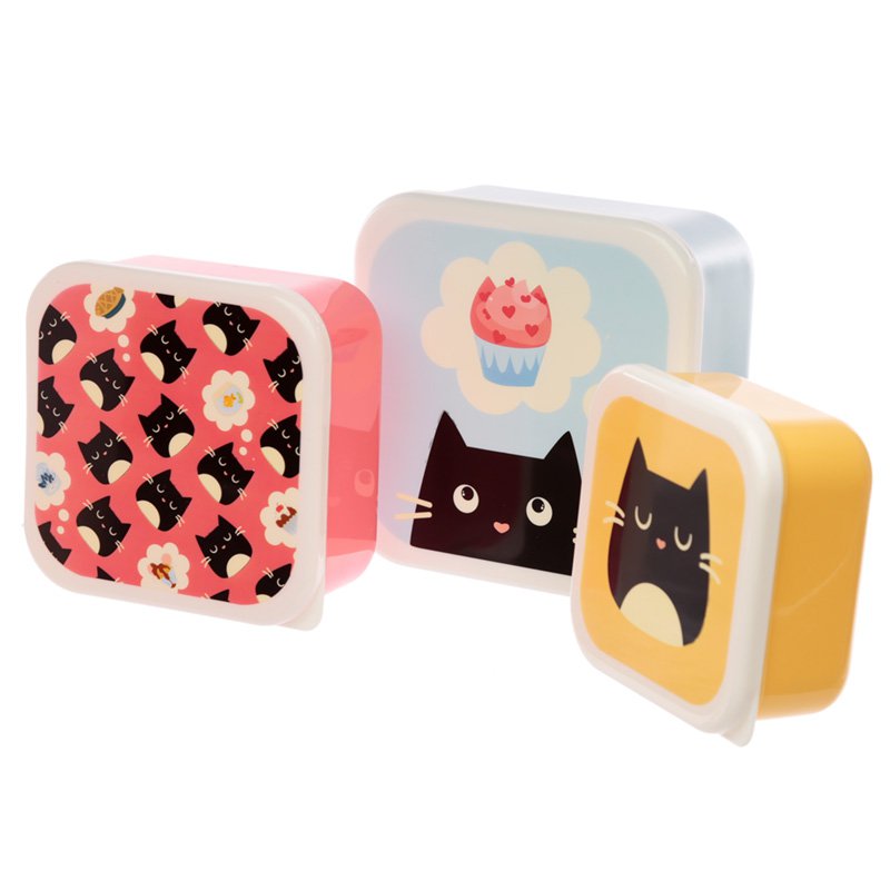 Set of 3 Lunch Box Snack Pots M/L/XL - Feline Fine Cat