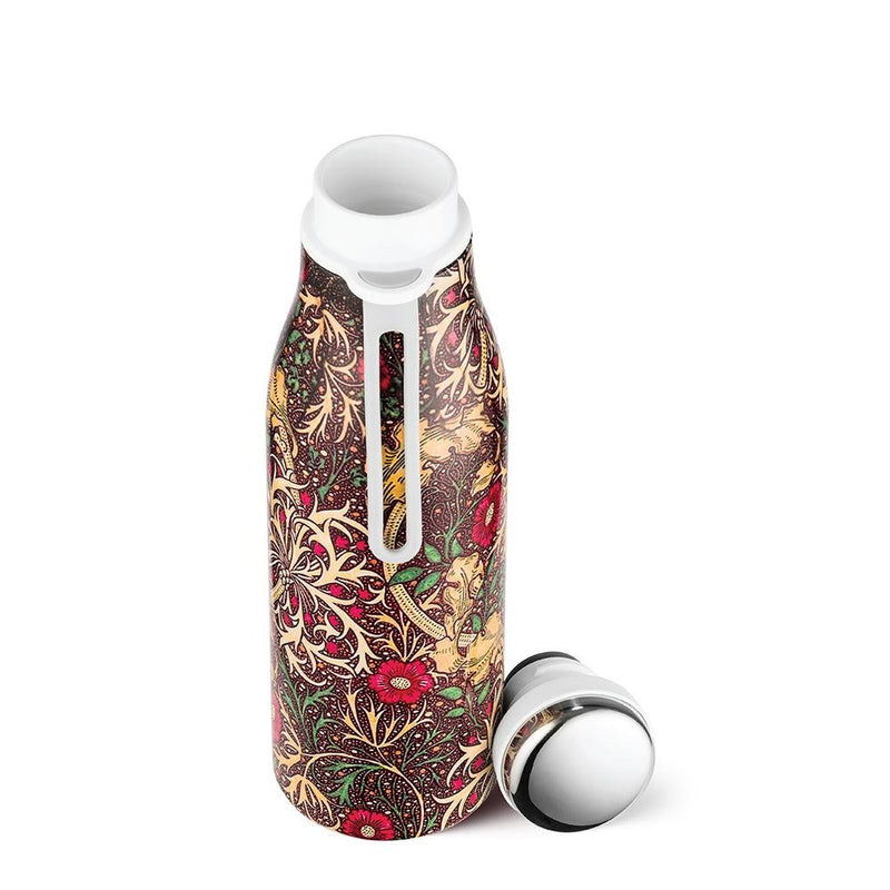 Ecoffee Cup Seaweed - Warm/Koud Dubbelwandig Thermosfles - 500 ml - William Morris - Donker Rood
